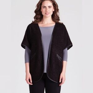 Sympli Canada Black Wool Blend Sealed Deal Cover Shall Cardigan Sweater Jacket 6